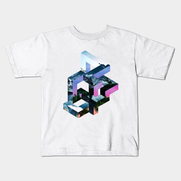 Nature Abstract Geometric Optical Illusion Kids T-Shirt by UNDERGROUNDROOTS